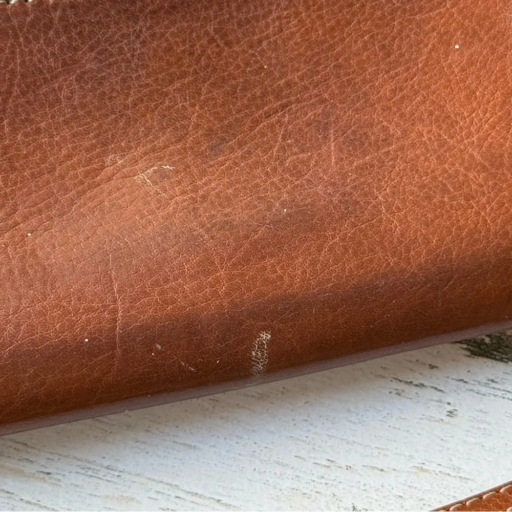 Fossil Cognac 'Sydney' Leather Zip Around Clutch Wristlet Wallet Large Size